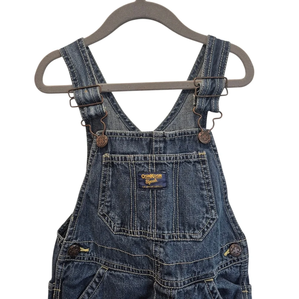 OshKosh B'Gosh Blue Denim Jean Overalls Size 4T Kids Toddler Adjustable